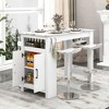 Tangkula 47" Long Counter Height Table Bar Table Faux Marble Pub Table w/ Cabinet - 4 of 4