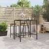 vidaXL Bar Table With Glass Top Black Poly Rattan Tall Modern - 2 of 4