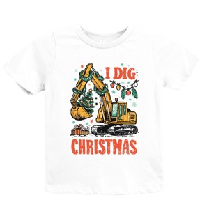 I Dig Christmas Excavator - Youth Short Sleeve Graphic T-Shirt and Toddler Short Sleeve Graphic T-Shirt - 1 of 2
