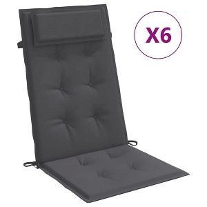 vidaXL Chair Cushion Outdoor High Back Chair Cushion Seat Pad Oxford Fabric - Anthracite 6 Pack - 1 of 4