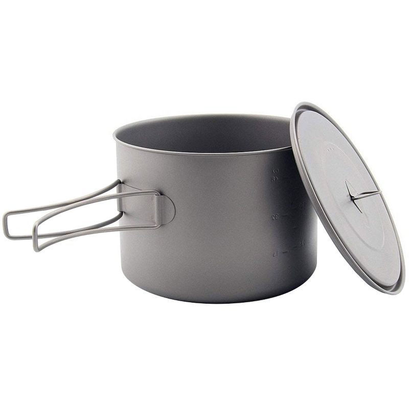 TOAKS 1600ml Ultralight Titanium Camping Cook Pot with Foldable Handles and Lid, 3 of 5
