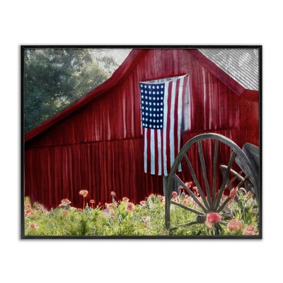 Stupell Industries Red Barn with American Flag, 30" x 24"