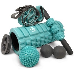 5 in 1 Foam Roller Set with Hollow Core Deep Tissue Massager, Muscle Roller Stick, Stretching Strap, Spikey Plantar Fasciitis Ball, and Car - 1 of 4