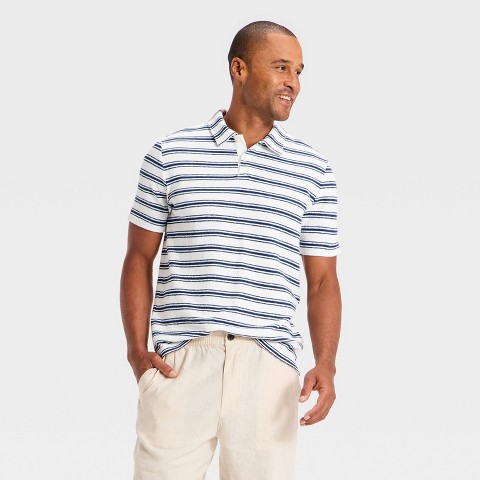 Мужские рубашки Goodfellow & Co Men's Short Sleeve 2-Button Terry Coth Polo Shirt - Goodfellow & Co™ Blue M