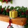 Northlight 5.5" Glitter Gold and Silver Gift Box Metal Christmas Stocking Holder - 2 of 4