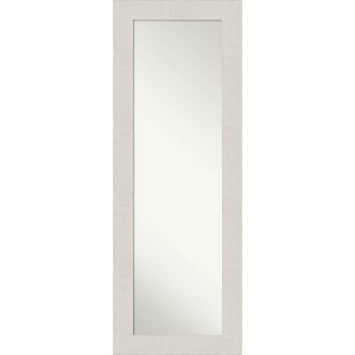 20" x 54" Non-Beveled Rustic Plank White Full Length on The Door Mirror - Amanti Art: Includes Hanging Hardware