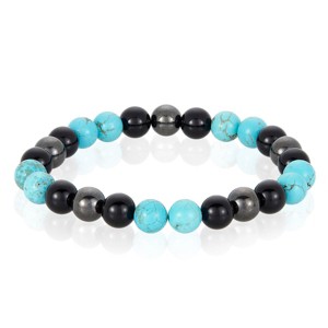 Crucible Men's Turquoise Stone with Onyx and Hematite Bead Stretch Bracelet (8mm) - 1 of 4