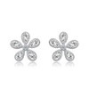 Charming White Gold-Plated Blooming Flower Stud Earrings Adorned with Sparkling Cubic Zirconia - 3 of 3