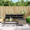 vidaXL Patio Garden Sofa Set L-Shaped Gray Poly Rattan with Table - Outdoor Seating with Washable Cushions for Deck, Terrace - 3 of 4