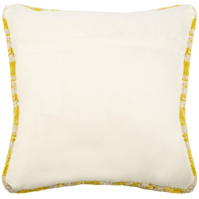 20" Yellow and White Polypropylene Square Pillow