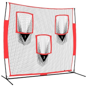 vidaXL Portable Baseball Net Black and Red 72"x41.3"x72" Polyester - 1 of 4