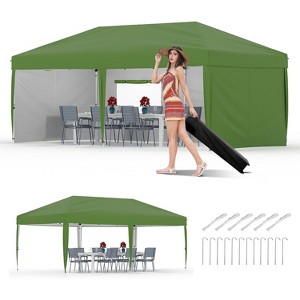 Pop Up Canopy Tent Heavy-Duty 210D Oxford Fabric Includes Roller Bag and 6 Sandbags, UV Protection for Beach and Party - 1 of 4