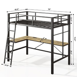 Decksplore Loft Bed with L-Desk Charging Station All-in-One Space-Saving Solution for Small Rooms - 1 of 4