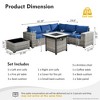 XIZZI 7PCS Patio Furniture Set, Sectional Sofa, PE Rattan Wicker Couch, Outside Conversation Sets with Fire Pit Table and Coffee Table, Navy Blue - 3 of 4