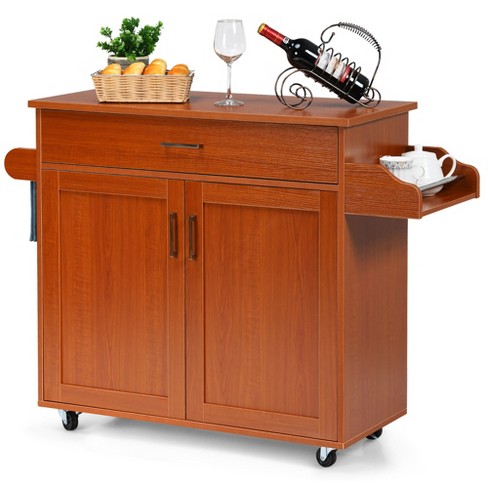 Costway Rolling Kitchen Island Utility Storage Cart W/ 3 Storage