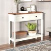 LIVAREEmlen Farmhouse Style Console Table with 2 Drawer and Bottom Storage Shelf for Entryway, Rustic Side Table with Storage Drawer and Shelf White - 4 of 4