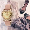 Peugeot Women's Heart Shaped Rose Gold Crystal Watch with Pink Suede Strap - 3 of 4