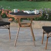 Emma & Oliver Massalia Indoor/Outdoor Bistro Style 31.5 in. Table with Textilene, Glass Top, and Bamboo Finished Metal Frame - 2 of 4