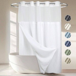 Heavyweight Dotted Weave Shower Curtain with Snap - in Liner, 71Wx 74H, Spa - Like White Bathroom Curtain Set - 1 of 4