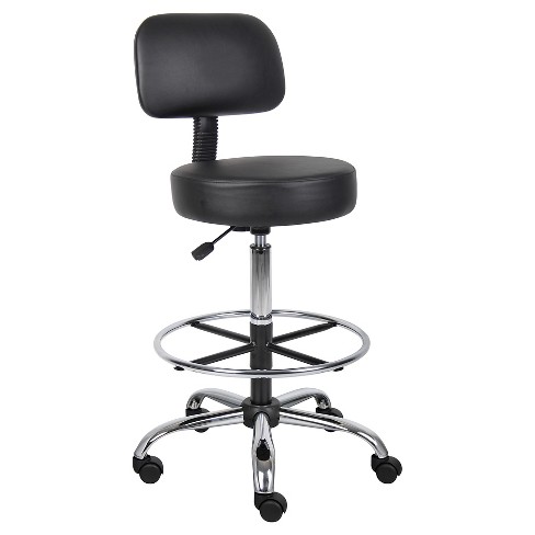 Medical/Drafting Stool with Back Cushion Black - Boss Office Products