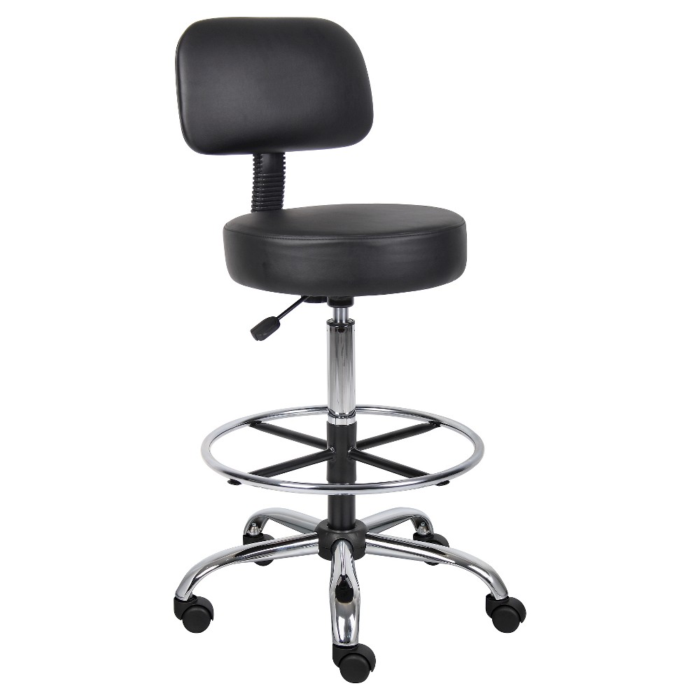 Photos - Chair BOSS Medical/Drafting Stool with Back Cushion Black -  Office Products 