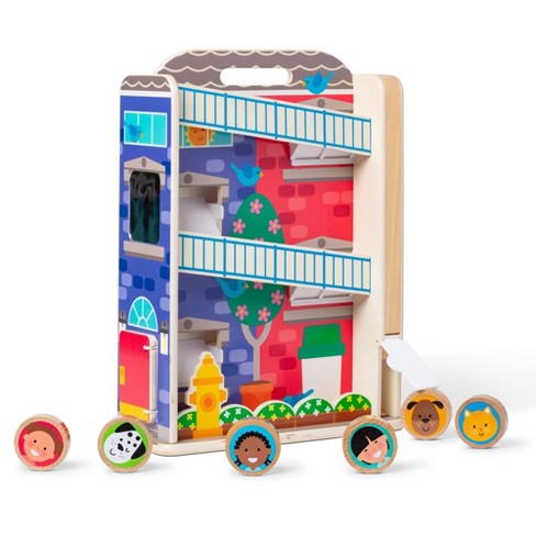 Melissa & Doug Go Tots Wooden Town House Tumble With 3 Disks : Target