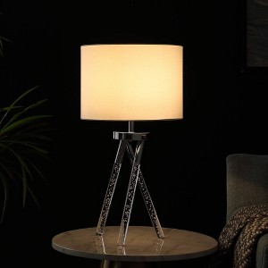 26.25" Mid-Century Birgit LED Acrylic Tapered Metal Table Lamp Silver - Ore International - 1 of 4