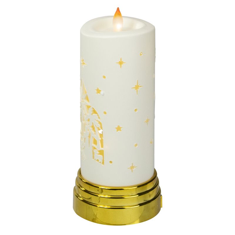 Northlight 9" Gold and White Nativity Scene Flameless Candle, 3 of 5