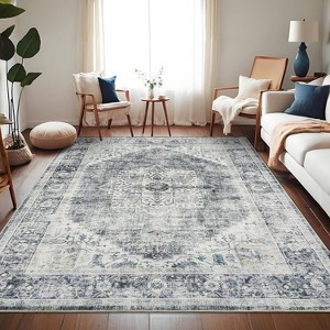 Rug - Non-Slip Stain-Resistant Indoor Carpet Foldable Ultra-Thin Vintage Floor Mat for Living Room, Bedroom Dining Room Nursery Office - 1 of 4