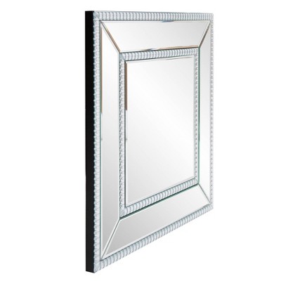 Howard Elliott Silver Square Mirrored Wall Mirror with Beaded Trim