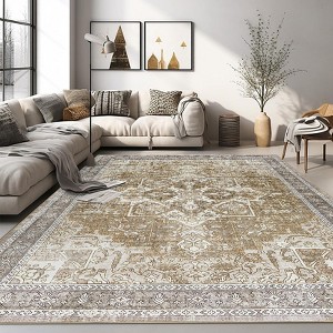 Fulvari Area Rugs for Living Room Machine Washable Non Slip Vintage Retro Rugs Low Pile Lightweight Chenille Print Rug - 1 of 4