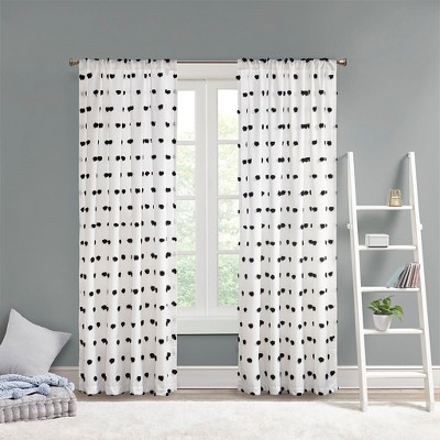 MAYEERTY Only 1 Pc Panel Pom Pom Embellished Curtain Panel for Living Room
