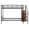 NicBex Twin Over Twin/Full Over Full Metal Bunk Bed with Ladder and Guardrail,Loft Bed with Storage Space and Wardrobe for Bedroom,Black/White - 4 of 4