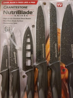 Nutriblade Knife Set by Granitestone Professional Kitchen Chef's Knives  with Ultra Sharp Stainless Steel Blades and Nonstick Granite Coating  Easy-Grip Handle Rust-proof Dishwasher-safe Blue 