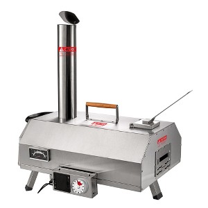 Pizza Oven Outdoor, 12 Inch Portable Stainless Steel Wood Fired Pizza Oven Pizza Maker Semi-Automatic Rotatable Pizza Ovens - 1 of 4