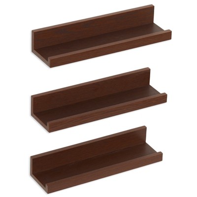 Americanflat Floating Shelves Made Of Composite Wood - Wall Mounted in Various Dimensions - Set Of 3