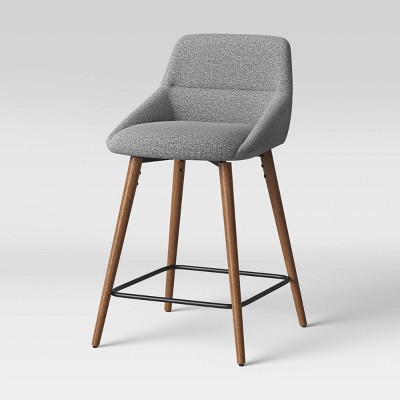 Timo Swivel Counter Height Barstool with Wood Base Gray Threshold