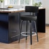 Bekrvio 26”/29” Swivel Bar Stools Set of 1,Faux Leather Upholstered with Back & Black Wood Frame,Modern Kitchen Island Stools for Kitchen Counter - 3 of 4