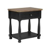 Royal Hampton Nightstand, USB Ports and Drawer, Shelf, Black Rustic Oak Wood - 3 of 4