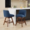 OUTSUPPLY Set of 2 Swivel Bar Stools with Thick Cushion & Solid Wood Legs for Kitchen Island - 4 of 4