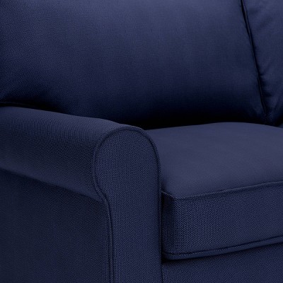 Navy Blue 73" Plush Rolled Arm Sofa with Wood Frame and Pillow Back