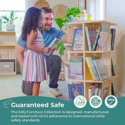 Natural Birch Rotating 3-Tier Kids' Book Display with Acrylic Sides