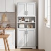 Kitchen Pantry Cabinet, Wood Coffee Bar Cabinet with 4 Doors and 1 Drawer, Farmhouse Storage Cabinet with Microwave Stand - 4 of 4