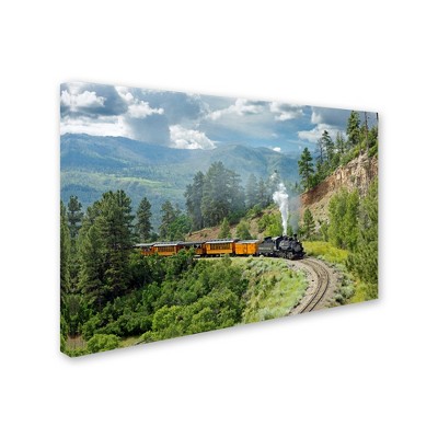 Trademark Fine Art -Mike Jones Photo 'The Train, From Bridge' Canvas Art