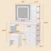 FUFU&GAGA LED Dimmable Mirror Dresser Dressing Table with Drawers Stool - 2 of 4