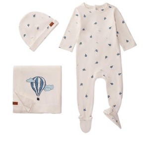 MiniMoi 3 Piece Baby Boys "Hot Air Balloon" Rayon from Bamboo Blend Footie Se - 1 of 4
