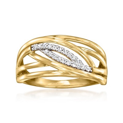 Ross-Simons 0.12 ct. t.w. Diamond Crisscross Ring in 14kt Yellow Gold