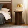 LuxenHome Round Walnut Finish Wood Side Table with Curved Legs, 23" Tall Fluted Accent End Table for Modern Home, Bedside Tables for Bedroom Brown - 3 of 4