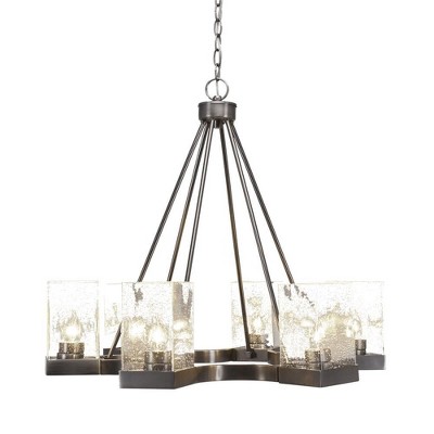 Toltec Lighting Nouvelle 6 - Light Chandelier in  Graphite with 4" Square Clear Bubble Shade