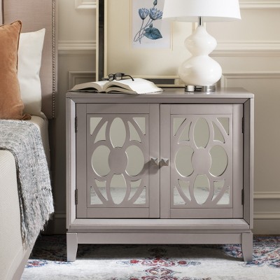 Champagne Mirrored 32" Transitional Chest with Nouveau Floral Accents